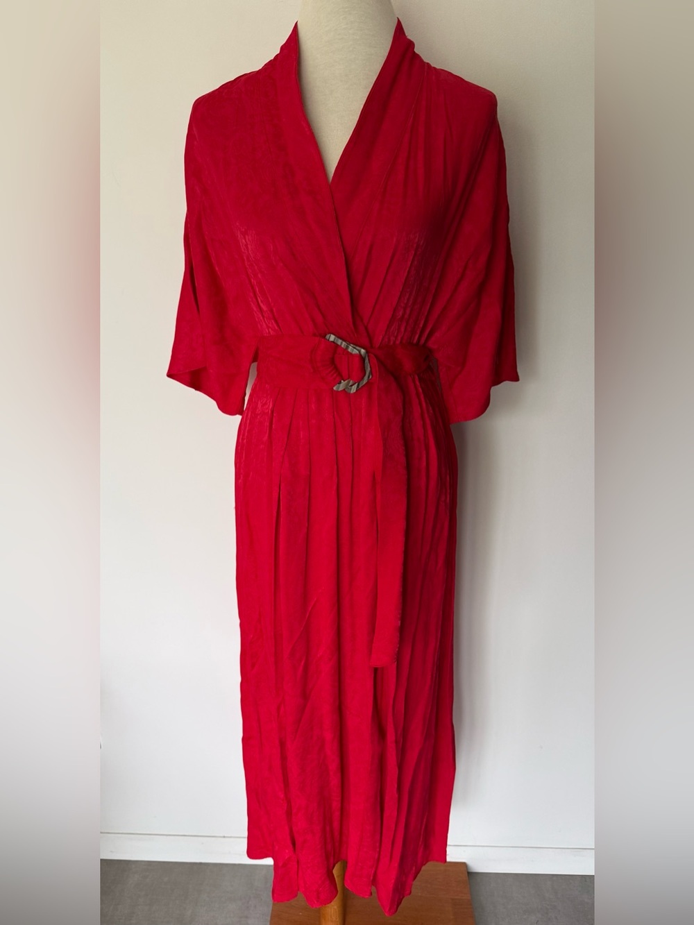 Zara Bright Red Wrap Maxi Dress with Belt